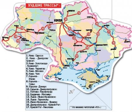 Четыре харьковских трассы попали в список наихудших