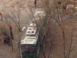 На Алексеевке троллейбус №2 слетел с дороги. Трое пострадавших