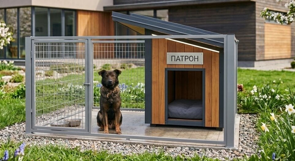 Собака у вольєрі