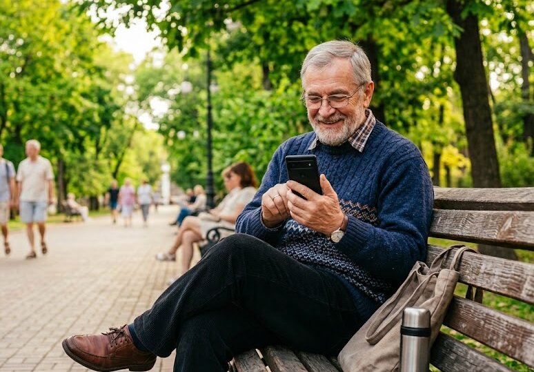 Дідусь зі смартфоном